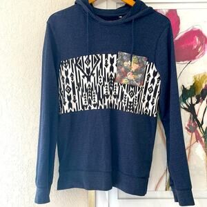 On the Byas Navy Blue Hoodie Floral Pocket Mens Aztec Boho Hippie Hipster Indie